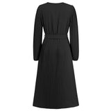 Women Date Dress Sexy Pleated V-neck Dress