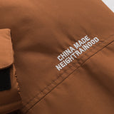 Unisex Winter Cotton Coat Three-Dimensional Pocket Hooded down Jacket Retro Workwear down Jacket