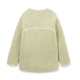 Women Jacket Faux Lamb Fleece Jacket Slim Fit Casual Loose Cardigan round Neck Zipper