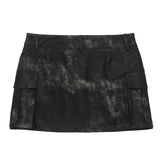 Women Skirt Tie-Dyed PU Leather Miniskirt Summer A- line Skirt