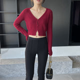 Women Cardigan Sweater Long Sleeve Knitted Sweater Cardigan Slim V-neck Sexy Sweater Coat 8t8232