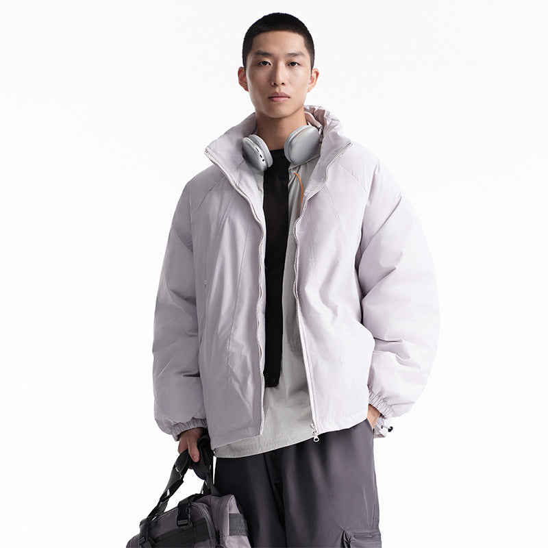 Unisex Winter Cotton Coat Stand-up Collar Cotton-Padded Clothes Retro Loose and Warm Cotton-Padded Jacket for Men