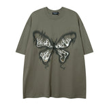 Men T Shirt Butterfly Graffiti Paste Cloth Embroidery Short Sleeve T-shirt