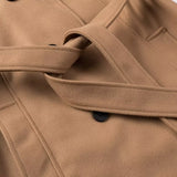 Women Coats Spring Long Woolen Coat Double Breasted Tie-Front Top