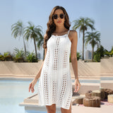 Women Knit Beach Cover Hollow Sun-Proof Beach Dress Sun-Protective Clothing