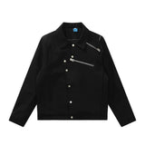 Men Jacket Coat Locomotive Style Jacket Men Zipper Splicing Coat