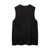 Women Vest Ripped Necklace Sleeveless T-shirt Men's and Women's Punk Vest