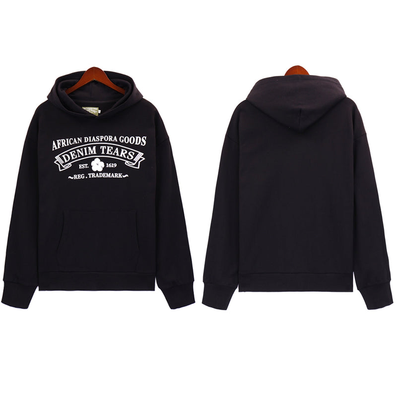 Denim Tears Outfit:Hoodie/Sweatpants (Separate Purchase Options) Kapok Letter Hooded Sweater Trousers Sports Suit