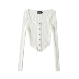 Women Sweater Knit Wear Square Collar Button Sweater Cardigan Top