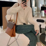 Women Knitwear Autumn Winter Retro round Neck Sweaters Cardigan