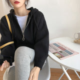 Women Knitted Cardigan Zipper Hooded Sweatshirt Casual Sweater Women's Loose Sweater Coat
