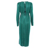 Women Dress Spring round Neck Pleated Long Sleeve Dress Sheath Dress