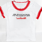 Women T-shirt Summer Sexy Lace Slim-Fit T-shirt with round Neck