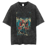 20242024 Fashion Streetwear Men Washed T Shirt Anime