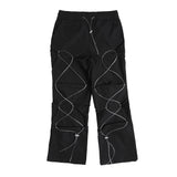 Men Sweatpants Multi-Level Pleats Loose Casual Trousers