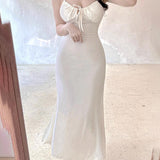 Women Dresses Sling U-Neck Lace-up Dress Sexy Dress