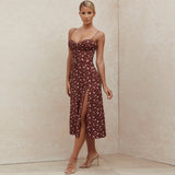 Women Dresses Summer Split Slip Dress Floral Strap Dress (Zns0409)
