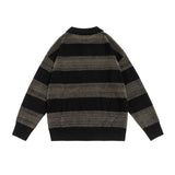 Unisex Sweater Autumn Vintage Dark Striped Sweater