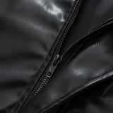 Unisex Winter Cotton Coat Three-Dimensional Turn-down Collar Leather Jacket Retro Loose Pu Leather Jacket