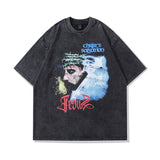 Men T Shirt Cartoon Washed and Worn Short Sleeve T-shirt
