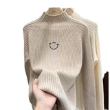 Women Knitted Pullover Turtleneck Sweater Women's Loose Sweater Autumn Winter Coat