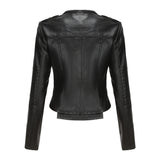 Red Leather Jacket Spring and Autumn Leather Women's Rivet Coat Zipper Leather Jacket
