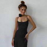 Women Dresses Summer Backless Slit Sling Dress
