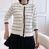 Women Knitwear Autumn and Winter Striped Sweater Loose Knitted Cardigan