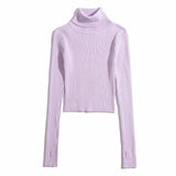 Women Sweater Knitwear Fall Base Knitwear High Neck Short Lightweight Sweater