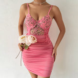 Women Dresses Sexy Backless Slip Dress Mesh Hip Skirt (Cy0417)