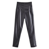 Women Sweatpants PU Leather Pants Vintage Harem Pants Casual Trousers