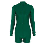 Women Jumpsuit Fall Zipper Slim Fit Long Sleeve Jumpsuit (Hawthaw0412)