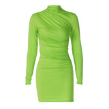 Women Dresses Spring Pleated Slim-Fit Sheath Dress