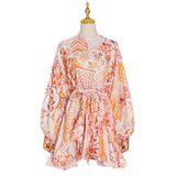 Women Dresses Spring Retro Long Sleeve Dress Skirt (Qymy0409)