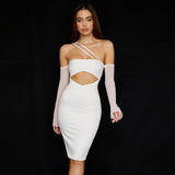 Women Dresses Bandage Dress Sexy Oblique Shoulder Backless Banquet Party Skirt (Ont0408)