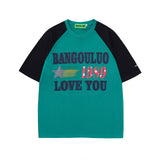 Men T Shirt Couple Short Sleeve T-shirt American Style Hip Hop Vintage Retro Half Sleeve Tee Men and Women