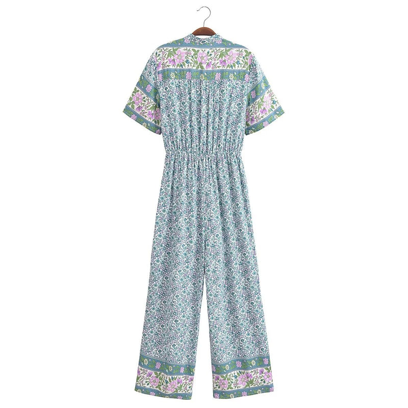 Women Pants Spring and Summer Short Sleeve One-Piece Trousers Wide Tube Jumpsuit