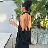Women Dresses Sexy Backless Bright Silk Dress
