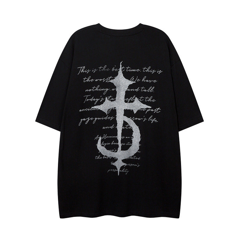 Men T Shirt Angel Graffiti Printing Couple Short Sleeve T-shirt