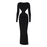 Women Dresse Autumn Sexy Backless Hollow out Long Sleeve Dress