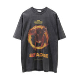 Men Vintage T-Shirt Animal Science Fiction Printed Men's Short Sleeve T-shirt