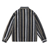 Unisex Jacket Autumn Brushed Striped Coat