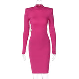 Women Dresses Winter Sexy Backless Chain Slim Sheath Dress