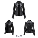 Red Leather Jacket Autumn and Winter Leisure Leather Motorcycle Jacket