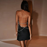 Women Dresses Spring and Summer Sexy Backless Chain Slim Sheath Dress