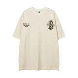 Men T Shirt Retro Alphabet Graffiti Printing Short Sleeve T-shirt