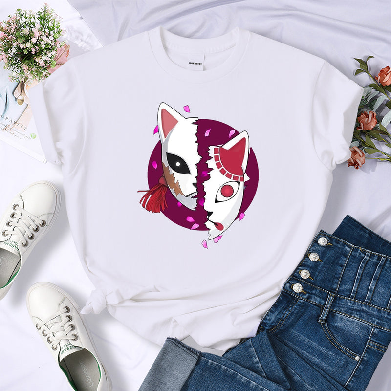 2024Demon Slayer Mask Anime Prints T-Shirt