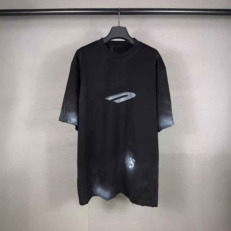 Mens T-shirts Balen Paris Hand-painted Worn Washed old Loose Short sleeves