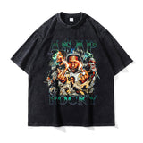 Asap Rocky T Shirts MADARTIST Asap Rocky Washed Old T-Shirt Vintage Short Sleeve