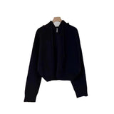 Women Knitted Cardigan Autumn and Winter Hooded Knit Cardigan Coat Loose Zip Long Sleeve Women